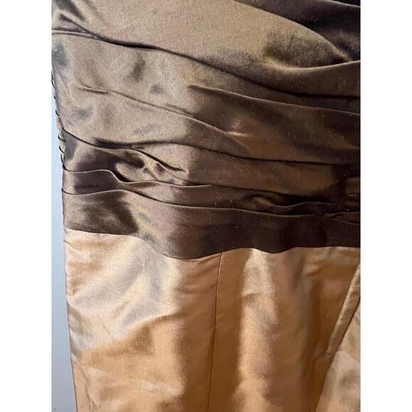 NWT Marisa Baratelli Gold Brown Strapless Convertible Silk Dress S152 Size 12 - Picture 5 of 10